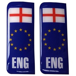 Number Plate Blue Gel Domed Decal EU With Flag - England 'ENG'