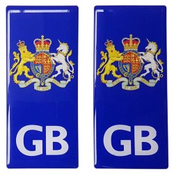 GB Number Plate Sticker Decal Badge Great Britain Coat of Arms 3d Resin Gel Domed