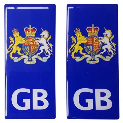 GB Number Plate Sticker Decal Badge Great Britain Coat of Arms 3d Resin Gel Domed