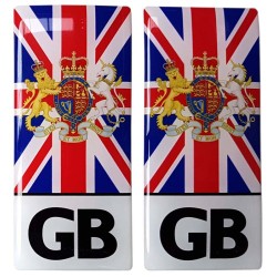 GB Number Plate Sticker Decal Badge Union Jack Flag United Kingdom Coat of Arms 3d Resin Gel Domed