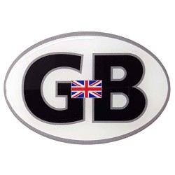 GB Car Sticker Decal Badge Oval Black & White Union Jack Flag Resin Gel 3D Domed (Small)