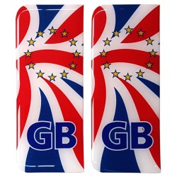 GB Number Plate Sticker Decal Badge Union Jack UK EU Euro Stars Flag 3d Resin Gel Domed