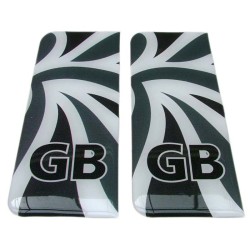 GB Number Plate Sticker Decal Badge Union Jack UK Flag Black & White 3d Resin Gel Domed