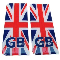 GB Number Plate Sticker Decal Badge UK Union Jack Flag 3d Resin Gel Domed