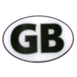 GB Car Sticker Decal Badge Oval Black & White Great Britain Resin Gel 3D Domed