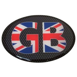 GB Car Sticker Decal Badge Carbon Oval Union Jack Great Britain Flag Resin Gel 3D Domed