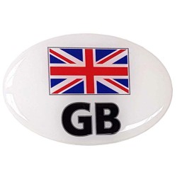 GB Car Sticker Decal Badge Oval Great Britain Union Jack Flag Resin Gel 3D Domed