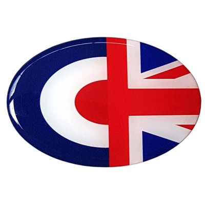 Moped Scooter Sticker Decal Oval Badge Mod Target Union Jack Resin Gel 3D Domed Badge