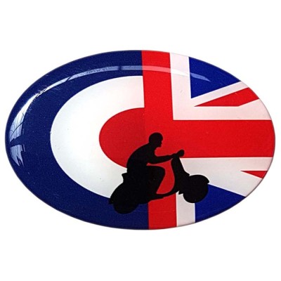 Moped Scooter Sticker Decal Oval Badge Mod Target Union Jack Resin Gel 3D Domed Badge