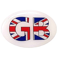 GB Car Sticker Decal Badge Oval Union Jack Great Britain Flag Resin Gel 3D Domed
