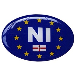 Northern Ireland Car Sticker Decal Badge Oval NI Flag EU Euro Stars Resin Gel 3D Domed 80mm x 55mm
