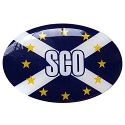 Scotland Car Sticker Decal Badge Oval SCO Saltire Flag EU Euro Stars Resin Gel 3D Domed 80mm x 55mm