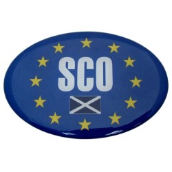 Scotland Car Sticker Decal Badge Oval SCO Saltire Flag EU Euro Stars Resin Gel 3D Domed