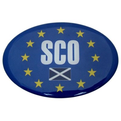 Scotland Car Sticker Decal Badge Oval SCO Saltire Flag EU Euro Stars Resin Gel 3D Domed