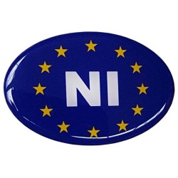 Northern Ireland Car Sticker Decal Badge Oval NI EU Euro Stars Resin Gel 3D Domed
