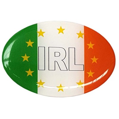 Ireland Car Sticker Decal Badge Oval IRL Irish Eire Flag EU Euro Stars Resin Gel 3D Domed