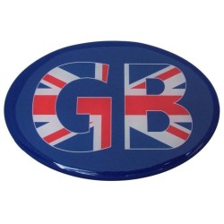 GB Car Sticker Decal Badge Blue Oval Union Jack Great Britain Flag Resin Gel 3D Domed (Small)