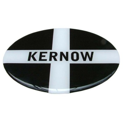 Cornwall Car Sticker Decal Badge Oval Kernow Cornish St. Piran Flag Resin Gel 3D Domed