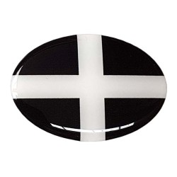 Cornwall Car Sticker Decal Badge Oval St. Piran Cornish Kernow Flag Resin Gel 3D Domed