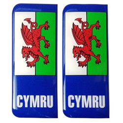 Wales Number Plate Sticker Decal Badge Cymru Welsh Flag 3d Resin Gel Domed