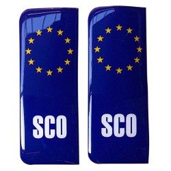 Scotland Number Plate Blue Sticker Decal Badge SCO EU Euro Stars 3d Resin Gel Domed