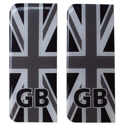 GB Number Plate Sticker Decal Badge UK Union Jack Flag Black & White 3d Resin Gel Domed