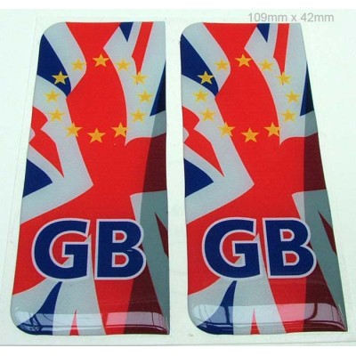 GB Number Plate Sticker Decal Badge Union Jack UK Flag EU Euro Stars 3d Resin Gel Domed