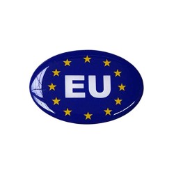EU Car Sticker Decal Badge Oval Euro Stars Resin Gel 3D Domed