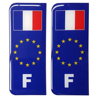 France Number Plate Blue Sticker Decal Badge Française French Flag EU Euro Stars 3d Resin Gel Domed