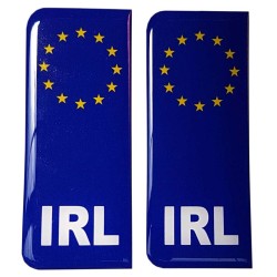 Ireland Number Plate Blue Sticker Decal Badge IRL Irish Eire Euro EU Stars 3d Resin Gel Domed
