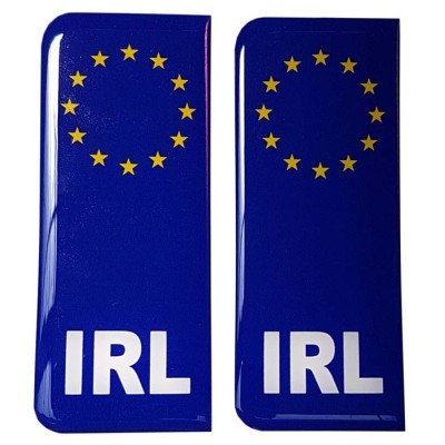 Ireland Number Plate Blue Sticker Decal Badge IRL Irish Eire Euro EU Stars 3d Resin Gel Domed