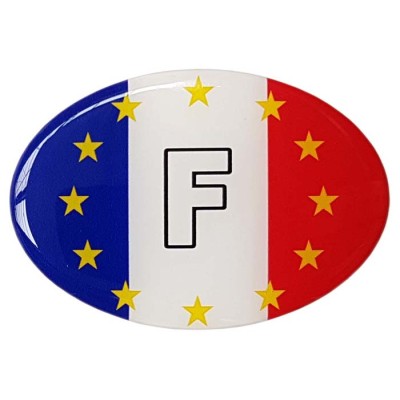 France Car Sticker Decal Badge Oval Française French Flag EU Euro Stars Resin Gel 3D Domed