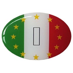 Italy Car Sticker Decal Badge Oval Italian il Tricolore Flag EU Euro Stars Resin Gel 3D Domed