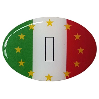 Italy Car Sticker Decal Badge Oval Italian il Tricolore Flag EU Euro Stars Resin Gel 3D Domed