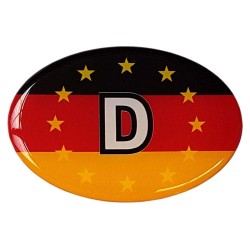 Germany Car Sticker Decal Badge Oval Deutschland Flag EU Euro Stars Resin Gel 3D Domed