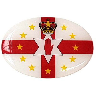 Northern Ireland Car Sticker Decal Badge Oval NI Ulster Banner Flags EU Euro Stars Resin Gel 3D Domed