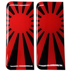 Japan Number Plate Sticker Decal Badge Japanese Rising Sun Flag Red & Black 3d Resin Gel Domed