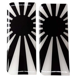 Japan Number Plate Sticker Decal Badge Japanese Rising Sun Flag Black & White 3d Resin Gel Domed