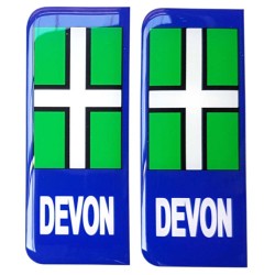 Devon Flag Number Plate Sticker Decal Badge St. Petroc 3d Resin Gel Domed