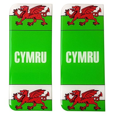 Wales Number Plate Sticker Decal Badge Cymru Welsh Flags 3d Resin Gel Domed