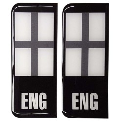 England Number Plate Sticker Decal Badge ENG St. George Flag Black & White 3d Resin Gel Domed