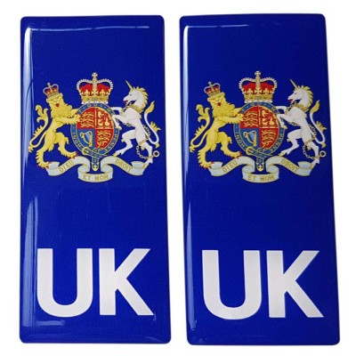 UK Number Plate Sticker Decal Badge United Kingdom Coat of Arms 3d Resin Gel Domed