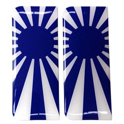 Japan Number Plate Sticker Decal Badge Japanese Rising Sun Flag Blue & White 3d Resin Gel Domed