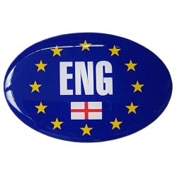 England Car Sticker Decal Badge Oval ENG St. George Flag Euro EU Stars Resin Gel 3D Domed
