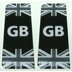 GB Number Plate Sticker Decal Badge Union Jacks Flags Black & White 3d Resin Gel Domed