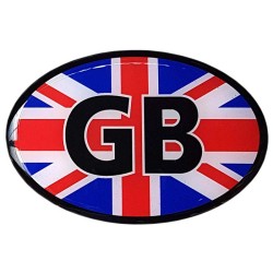 GB Car Sticker Decal Badge Oval Union Jack Great Britain Flag Resin Gel 3D Domed