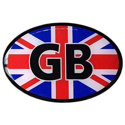 GB Car Sticker Decal Badge Oval Union Jack Great Britain Flag Resin Gel 3D Domed