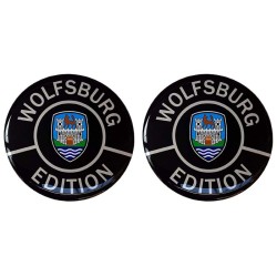 Wolfsburg Edition Car Sticker Decal Badge Round German Crest Resin Gel 3D Domed 45mm