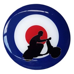 Moped Scooter Sticker Decal Round Badge Mod Target Resin Gel 3D Domed Badge 80mm