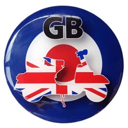 Moped Scooter Sticker Decal Round Badge Mod Target GB Union Jack Resin Gel 3D Domed Badge 80mm